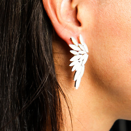 Angel Wing Iridescent Opal Glass Stud Earrings