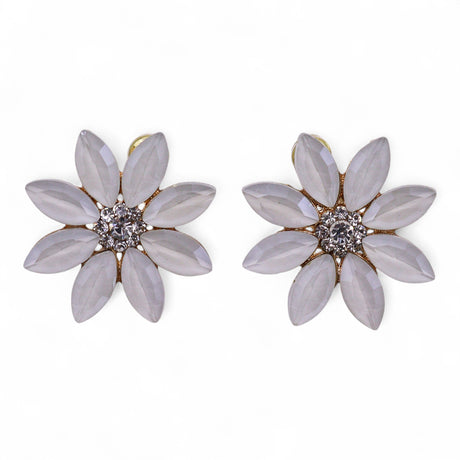 Pendientes de botón vintage de margarita de cristal