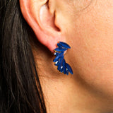 Royal Blue Angel Wing Glass Ear Climber Earrings