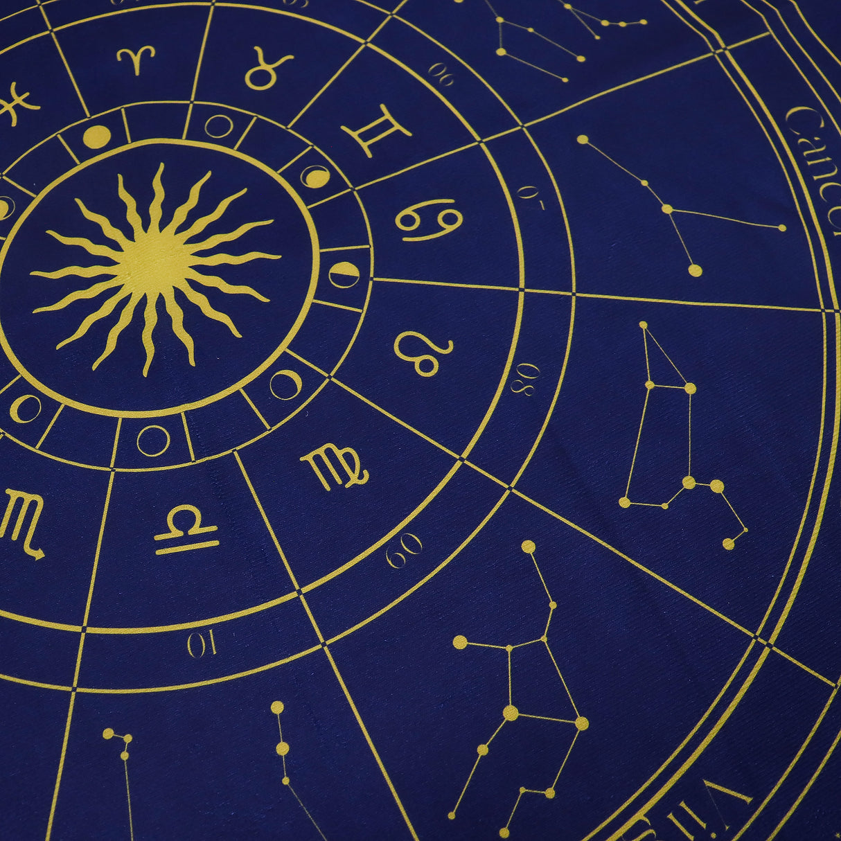 Tarot Leesdoek Dierenriemwiel Navy Goud 75x75cm