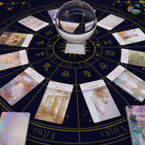 Tarot Leesdoek Dierenriemwiel Navy Goud 75x75cm
