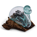 Handblown Molten Glass Driftwood Decanter with Stopper 19cm