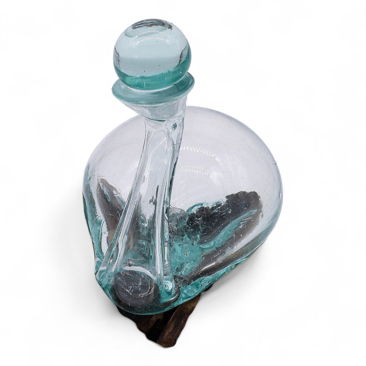 Handblown Molten Glass Driftwood Decanter with Stopper 19cm
