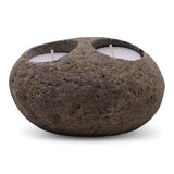 Bougeoir double tealight en pierre naturelle de rivière
