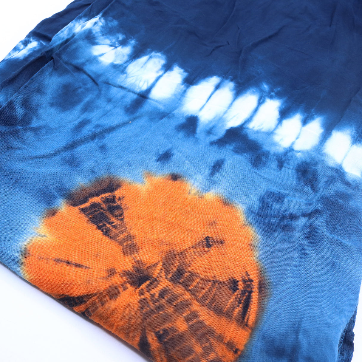 Pantalon lounge pêcheur thaï Shibori, indigo orange, M