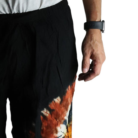 Japanskinspirerade Unisex Tie-Dye Loungebyxor Svart Orange L
