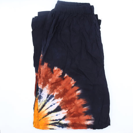 Japanskinspirerade Unisex Tie-Dye Loungebyxor Svart Orange L