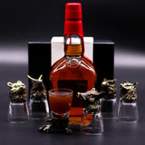 6 verres à shot tête d'animal 50 ml, bronze antique