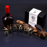Ensemble de 6 verres à shot tête d'animal bronze antique 50 ml