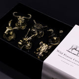 Ensemble de 6 verres à shot tête d'animal bronze antique 50 ml