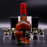 Ensemble de 6 verres à shot tête d'animal bronze antique 50 ml
