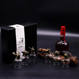 Ensemble de 5 verres à shot tête d'animal bronze antique 50 ml