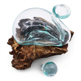 Handblown Molten Glass Driftwood Decanter with Stopper 19cm