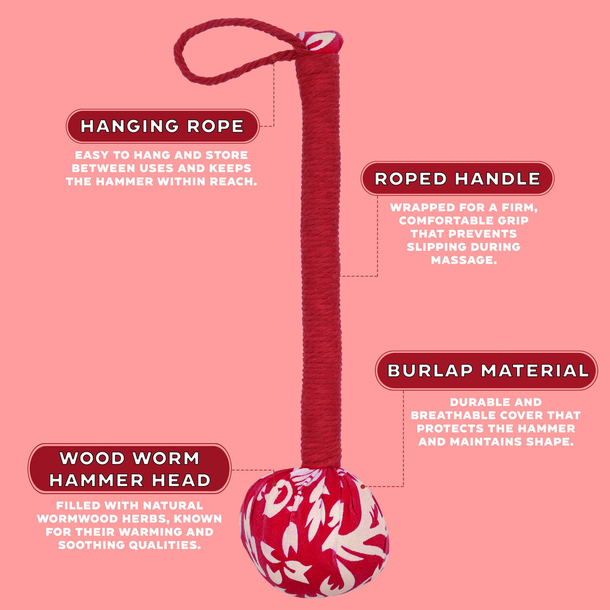 Wormwood Moxa Tapping Massage Hammer – Red