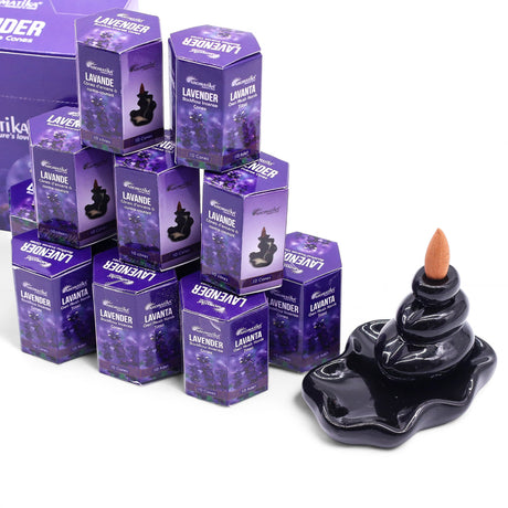 Cones de Incenso Backflow Lavanda, Pack de 10 Aromatika