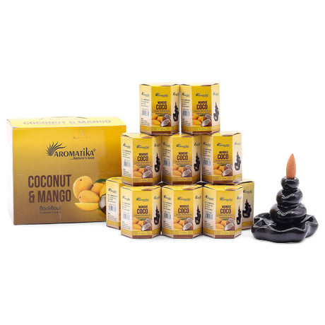 Cones de Incenso Backflow Coco Manga 10 Cones Aromatika