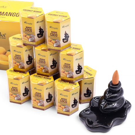 Cones de Incenso Backflow Coco Manga 10 Cones Aromatika