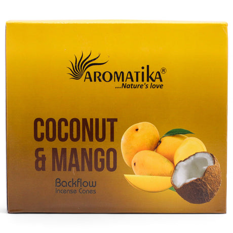 Cones de Incenso Backflow Coco Manga 10 Cones Aromatika