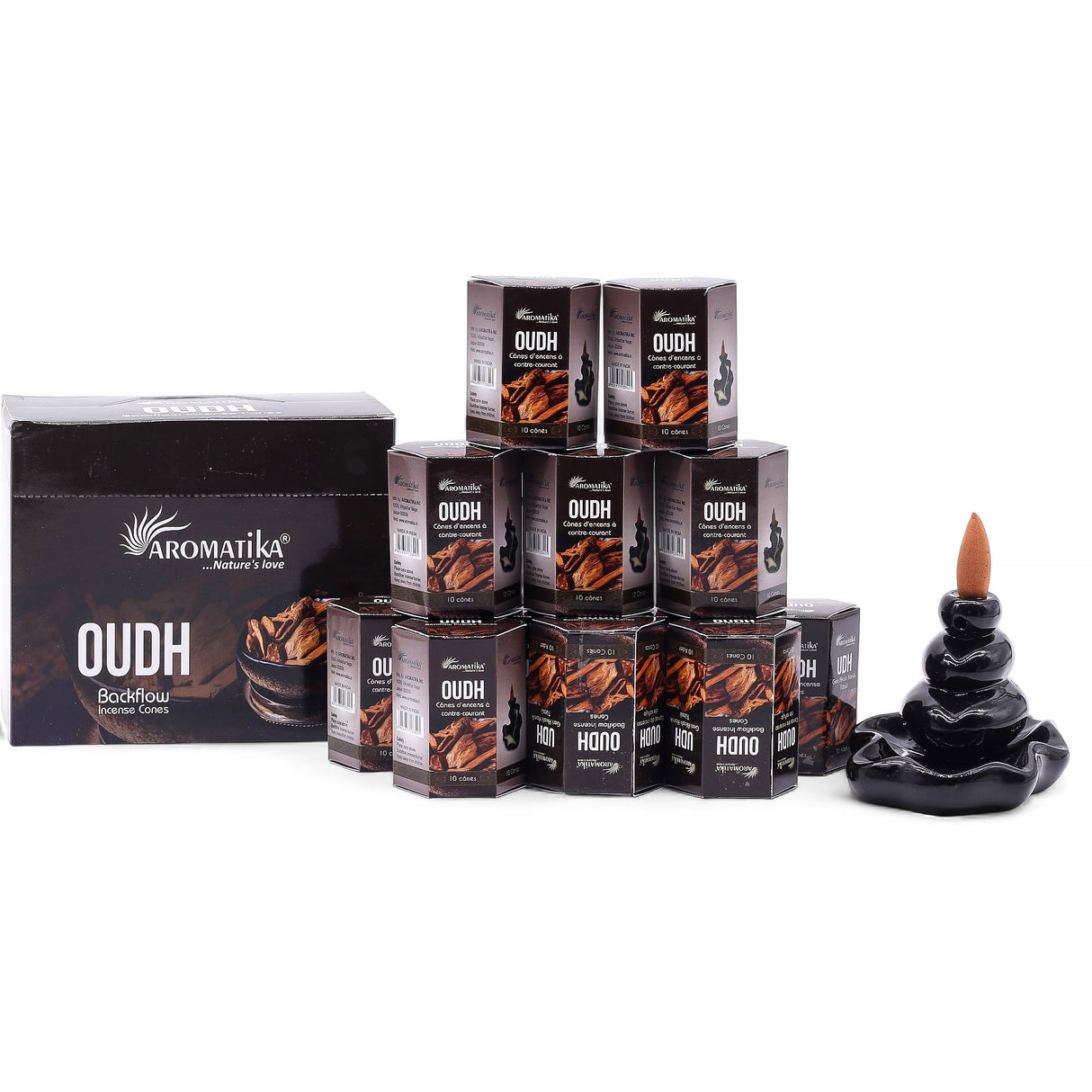 Cones de Incenso Backflow Oudh Masala Pack de 10