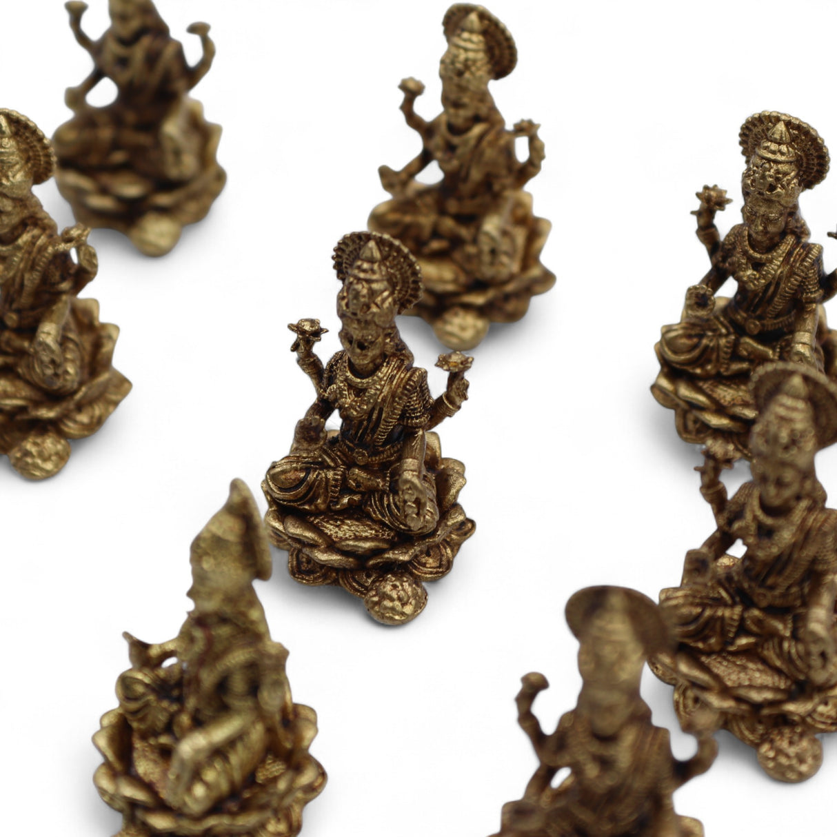 Antiek Messing Godin Lakshmi Laxmi Miniatuur Beeldje 30mm