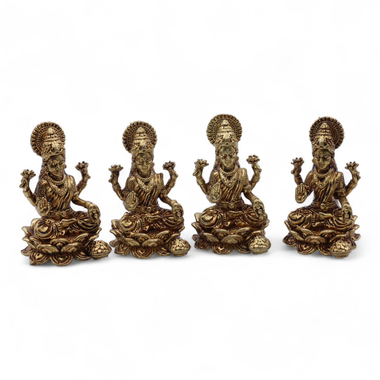 Klein Messing Lakshmi Standbeeld voor Puja, 49mm