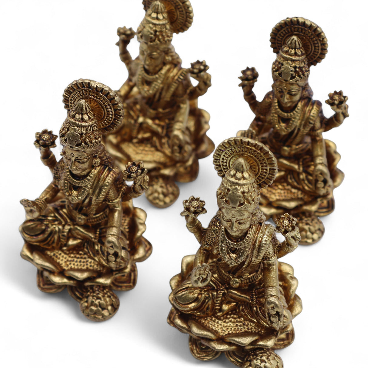 Klein Messing Lakshmi Standbeeld voor Puja, 49mm
