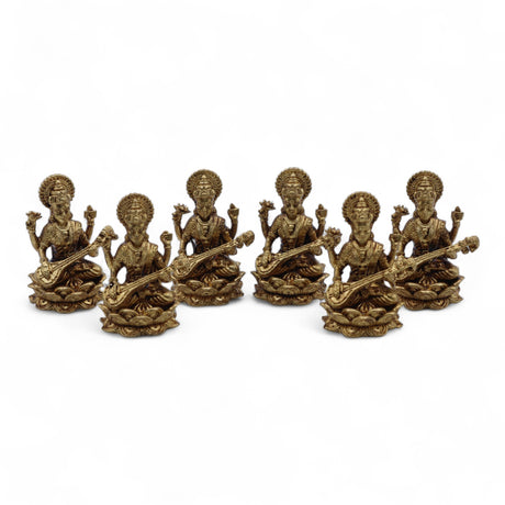 Solid messing gudinde Saraswati mini idol, 34 mm
