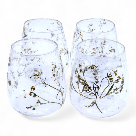 Geperste Bloemen Gerecycled Glas Vaas Theelichthouder 12x11cm