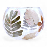 Bougeoir tealight votif en verre recyclé avec fleurs pressées Primavera
