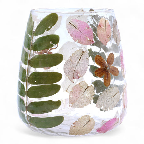Botanische Gerecyclede Glas Theelichthouder Vaas 12x11cm