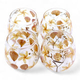Bougeoir tealight votif en verre recyclé avec fleurs pressées 8x8 cm