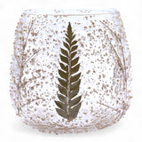 Bougeoir tealight en verre texturé fougère 10x9 cm