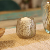 Bougeoir tealight en verre texturé fougère 10x9 cm