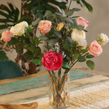 Bougeoir vase en verre recyclé avec fleurs pressées 19x11 cm