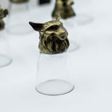 12 verres à shot animaux de la forêt à fond large, bronze antique