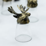 12 verres à shot animaux de la forêt à fond large, bronze antique