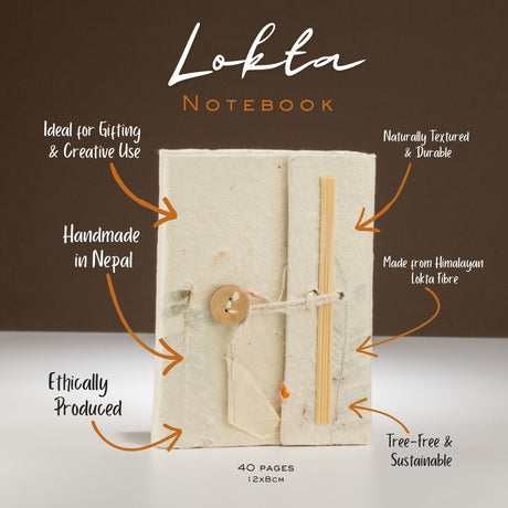 Håndlavet Lokta Pressede Blomster Notesbog med Blyant 12×8cm