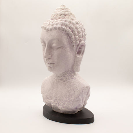 Buddha-päälamppu laventelinvärisellä halkeilulla – soikea jalusta