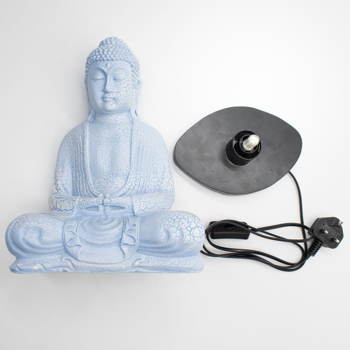Lâmpada Buda de Meditação Azul Céu - Base Oval