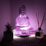 Meditace Buddha lampa Levandulový prasklý efekt – oválný stojan