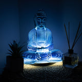 Lâmpada Buda de Meditação Azul Céu - Base Oval