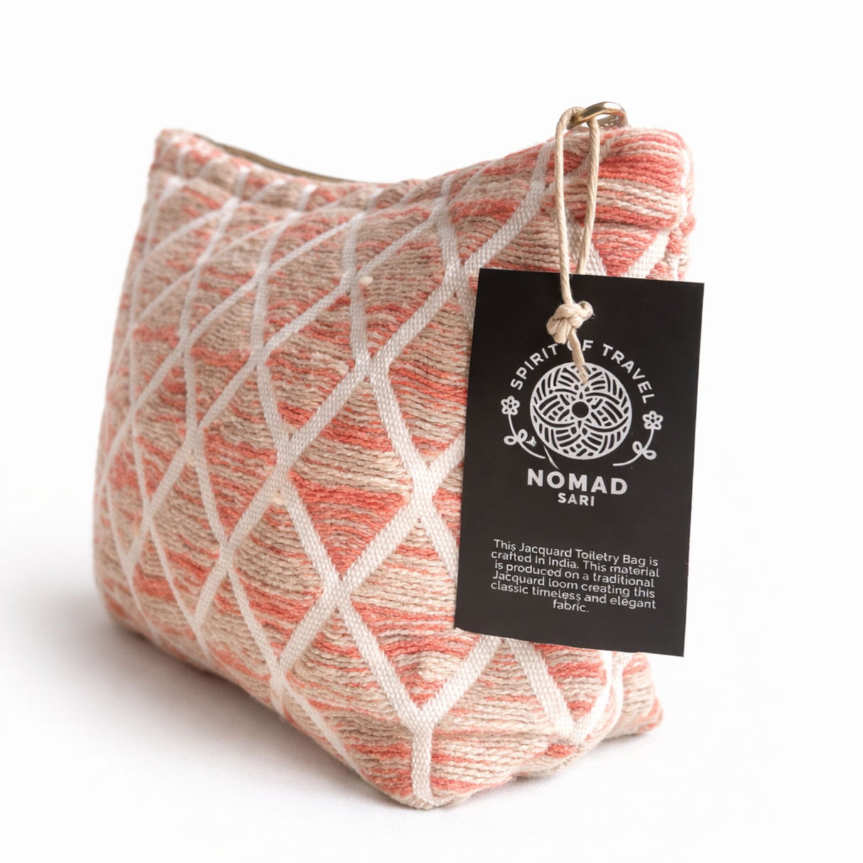 Nomad Sari Indische Jacquard-Kosmetiktasche – Rosengitter