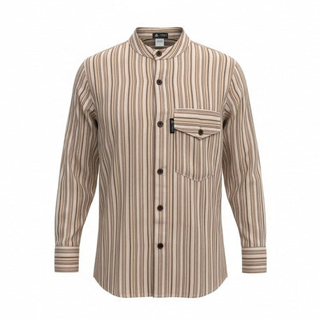 Camisa Grandad Nomad Sari - Marrón Beige - Mediana