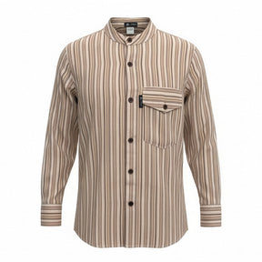Chemise Grandad Nomad Sari - Beige Marron - Taille Large