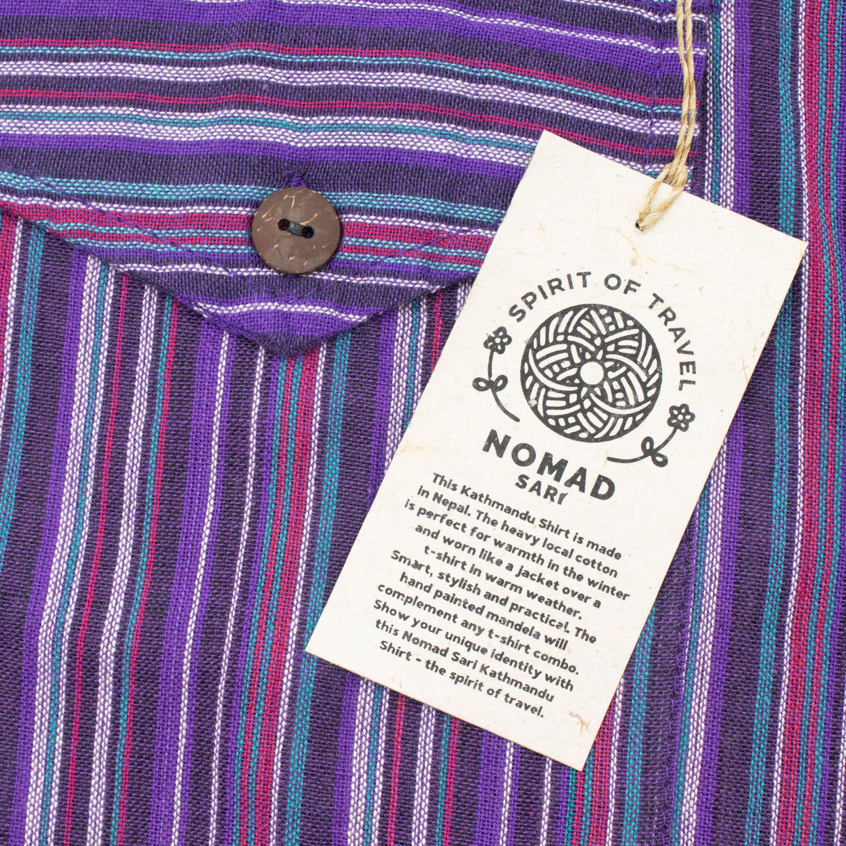 Nomad Sari Grandad Shirt - Black Purple - Large
