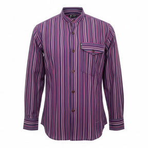 Nomad Sari Grandad Shirt - Black Purple - Large