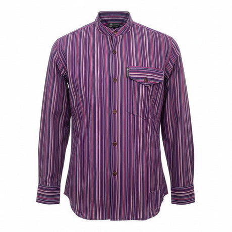 Camisa Grandad Nomad Sari - Negro Púrpura - Grande