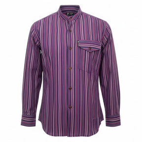 Nomad Sari Grandad Shirt - Black Purple - XL