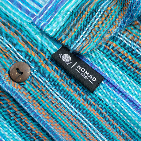 Camisa Grandad Nomad Sari - Turquesa - Grande