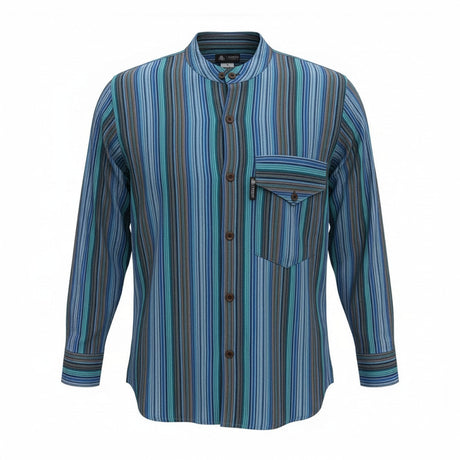 Camisa Grandad Nomad Sari - Turquesa - Grande